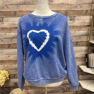 Love Vintage Blue Heart Tie-Dye Crewneck S